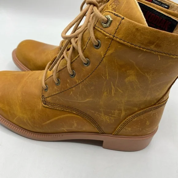 Kodiak Canada Leather Lace Up Waterproof Ankle Boots Thinsulate Camel 8 Women - Picture 3 of 8